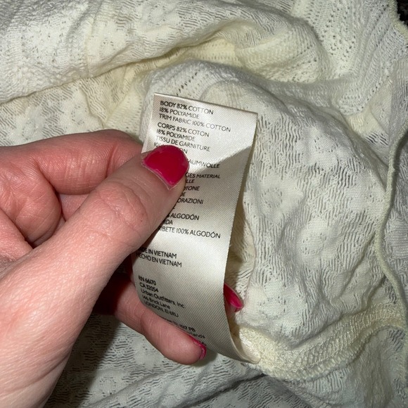 Free People Ivory Lace Ribbed Mock Neck Long Sleeve Top OB1410117 Mens Size M - Picture 4 of 7